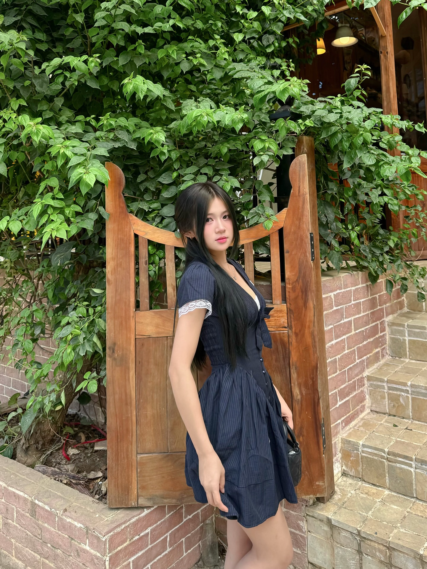 Navy Ribbon Lace Dress